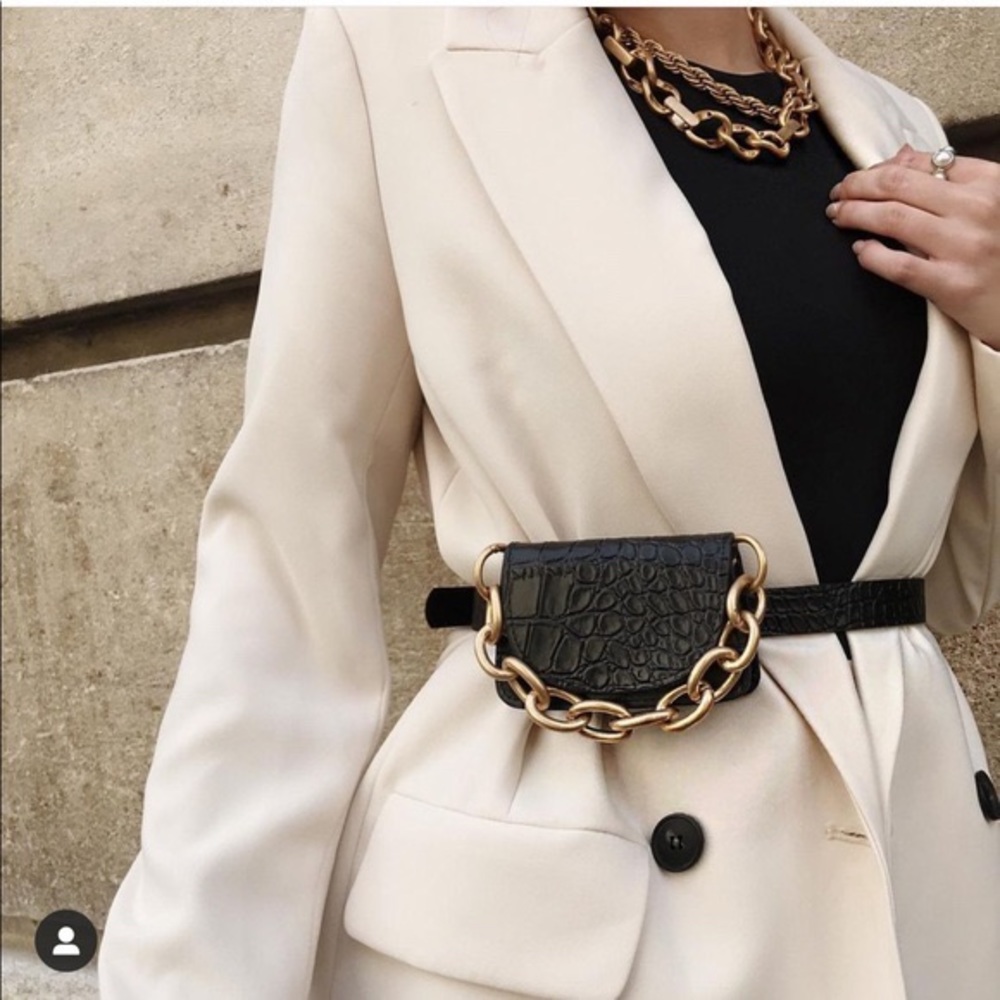 Zara Mini Belt Bag Appliqué Croc Print With Chain